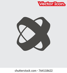 Perpendicular rings icon isolated sign symbol and flat style for app, web and digital design. Vector illustration.