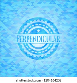 Perpendicular sky blue emblem with mosaic background