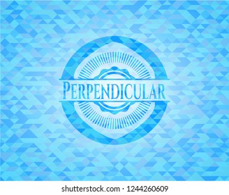 Perpendicular sky blue emblem with mosaic background