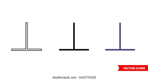 Perpendicular symbol icon of 3 types: color, black and white, outline. Isolated vector sign symbol.