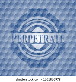 Perpetrate blue badge with geometric pattern background. Vector Illustration. Detailed.