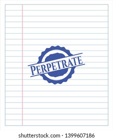 Perpetrate pen effect. Blue ink. Vector Illustration. Detailed.