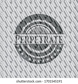 Perpetrate silver emblem or badge. Scales pattern. Vector Illustration. Detailed.