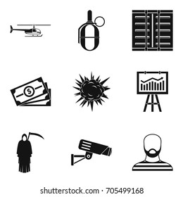 Perpetrator icons set. Simple set of 9 perpetrator vector icons for web isolated on white background