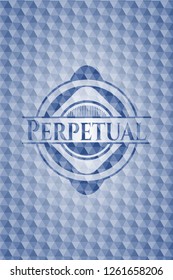 Perpetual blue polygonal emblem.
