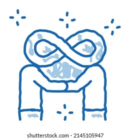 Ikone für ununterbrochene Vertragsskizze Handgezeichnete blaue Linie Kunst ewiges Vertragszeichen. einzelne Symbolillustration