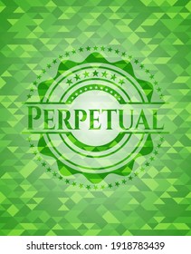 Perpetual green emblem with mosaic background. Vector Illustration. Detailed. 