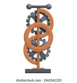 Doppelrad-Symbol für Dauerbewegung. Cartoon Perpetual-Motion-Doppelrad-Vektorsymbol für Webdesign einzeln auf weißem Hintergrund