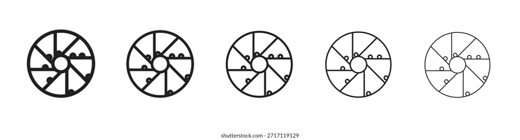 Perpetual motion icon symbol in thin line, Black outline and stroke style