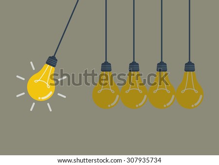 Perpetual motion with light bulbs. Idea concept.