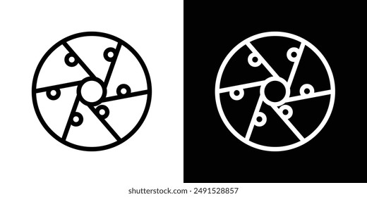 Perpetual motion outlined icon set in black and white colors