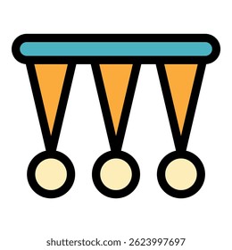 Perpetual motion pendule icon. Outline Perpetual motion pendule vector icon color flat isolated