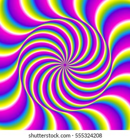 Perpetual motion of sphere from rainbow. Spin illusion.