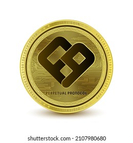 Perpetual Protocol (PERP) coin on white background Cryptocurrency blockchain (crypto currency) currency, alternative currency. 3D Vector illustration. Symbol of business modern digital gold, money.