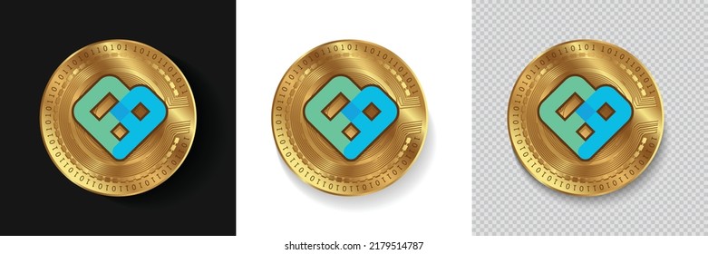 Perpetual Protocol (PERP) crypto currency symbol golden coins vector illustration template