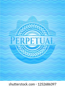 Perpetual water concept badge background.