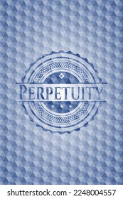 Perpetuity blue hexagon badge. Vector Illustration. Detailed. 