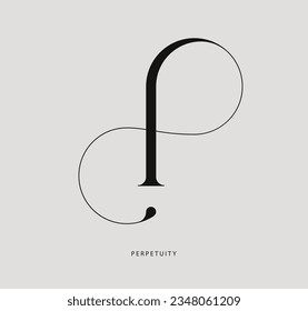 Perpetuity - logo design. Vector logo in the shape of the letter "p" with the sign of infinity.