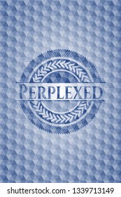 Perplexed blue hexagon badge.