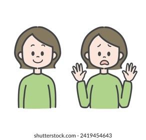 Perplexed Confused smile woman vector illustration