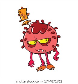 Ilustración del virus de Covid 19 perplexado