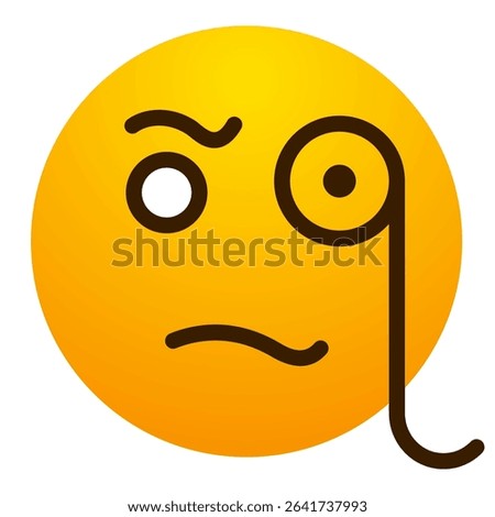 Perplexed face emoji with a monocle. Curious, skeptical, observant, or questioning expression