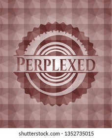 Perplexed red seamless polygonal badge.