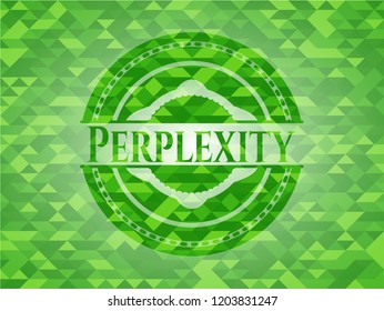 Perplexity green emblem with mosaic background
