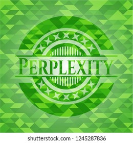 Perplexity green emblem. Mosaic background