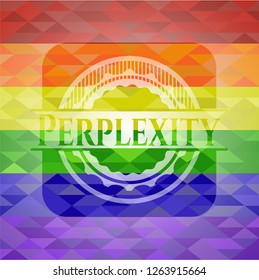 Perplexity on mosaic background with the colors of the LGBT flag
