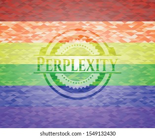 Perplexity on mosaic background with the colors of the LGBT flag