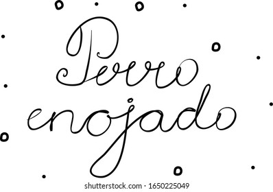 Perro enojado phrase handwritten with a calligraphy brush. Angry dog in spanish. Modern brush calligraphy. Isolated word black