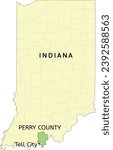 Perry County and city of Tell City location on Indiana state map