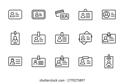 Persanal card line icon set. Collection of vector symbol in trendy flat style on white background. Web sings for design.