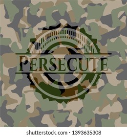 Persecute written on a camouflage texture. Vector Illustration. Detailed.