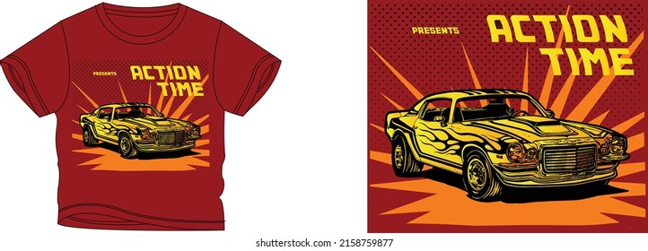 persents action time T-Shirt Design Hintergrund Farbe ist eine dunkelrote und T-Shirt Farbe ist eine dunkelrote schöne Farbe und schönes Design