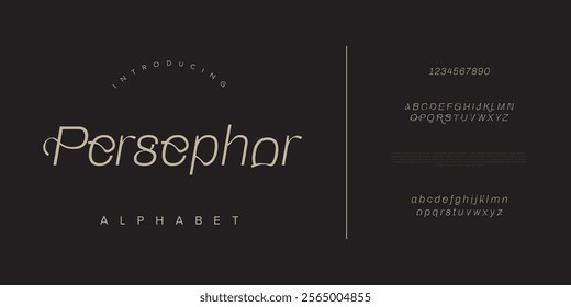 Persephor creative modern geometric urban alphabet font. Digital abstract futuristic, game, techno, robot, music, logo, sport, minimal technology typography. Simple numeric vector illustration