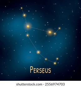 Perseus constellation: starry night sky with cosmic design.