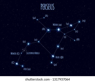 Perseus Constellation Vector Illustration Names Basic Stock Vector ...