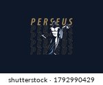 perseus logo design inspiration. In one hand the head of man in the other hand a sword.