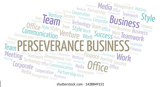Perseverance Business word cloud. Collage made with text only.