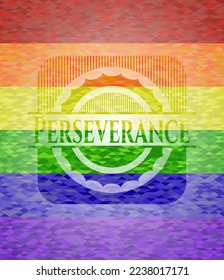 Perseverance lgbt colors emblem. Vector Illustration. Mosaic. 