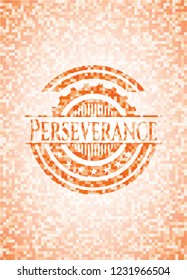 Perseverance orange mosaic emblem with background