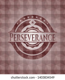 Perseverance red geometric emblem. Seamless.