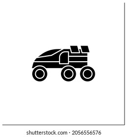 Perseverance rover glyph icon. Special Mars transport exploration. Rover. Planet research. Mars landing concept. Filled flat sign. Isolated silhouette vector illustration