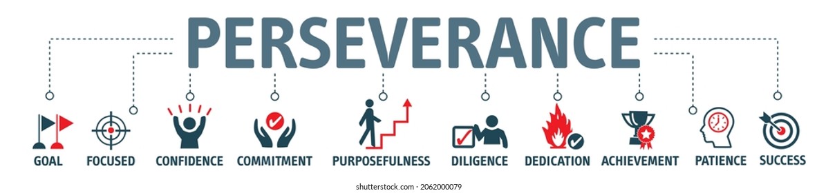 perseverance - vector graphic template. Design elements for web and print on white background