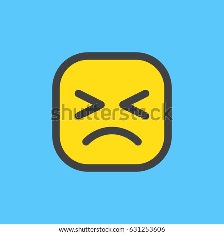 Persevering Face, Helpless Face emoji. Filled outline icon, colorful vector emoticon