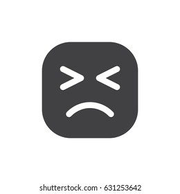 Persevering Face, Helpless Face emoji. glyph icon, vector emoticon