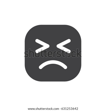 Persevering Face, Helpless Face emoji. glyph icon, vector emoticon