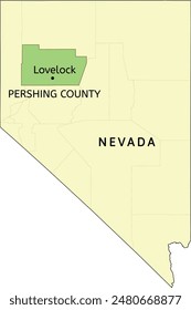 Pershing County and  city of Lovelock location on Nevada state map